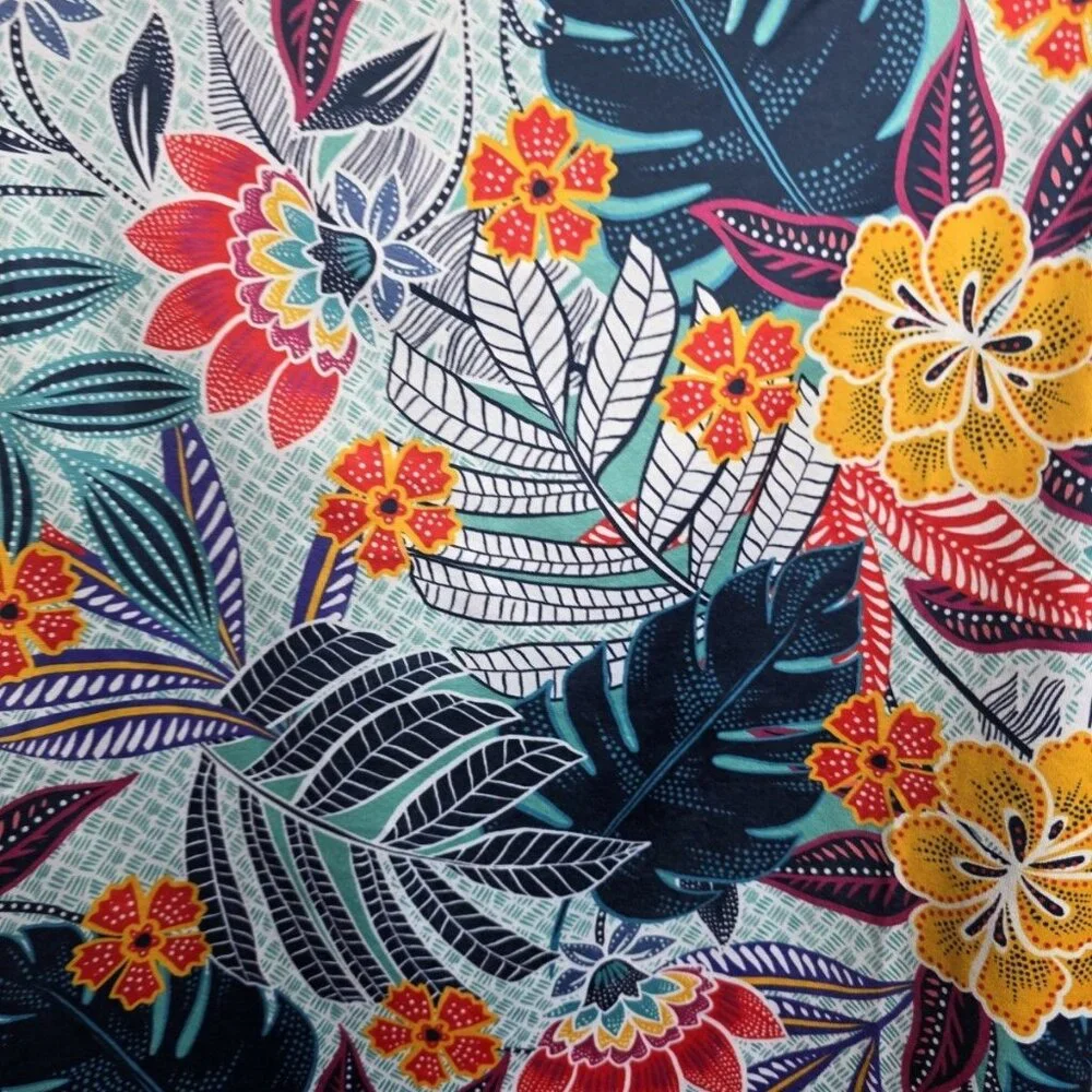 2 Caribbean Joe Tropical Floral Swim Coverup Womens Medium Beachy Ruched Side